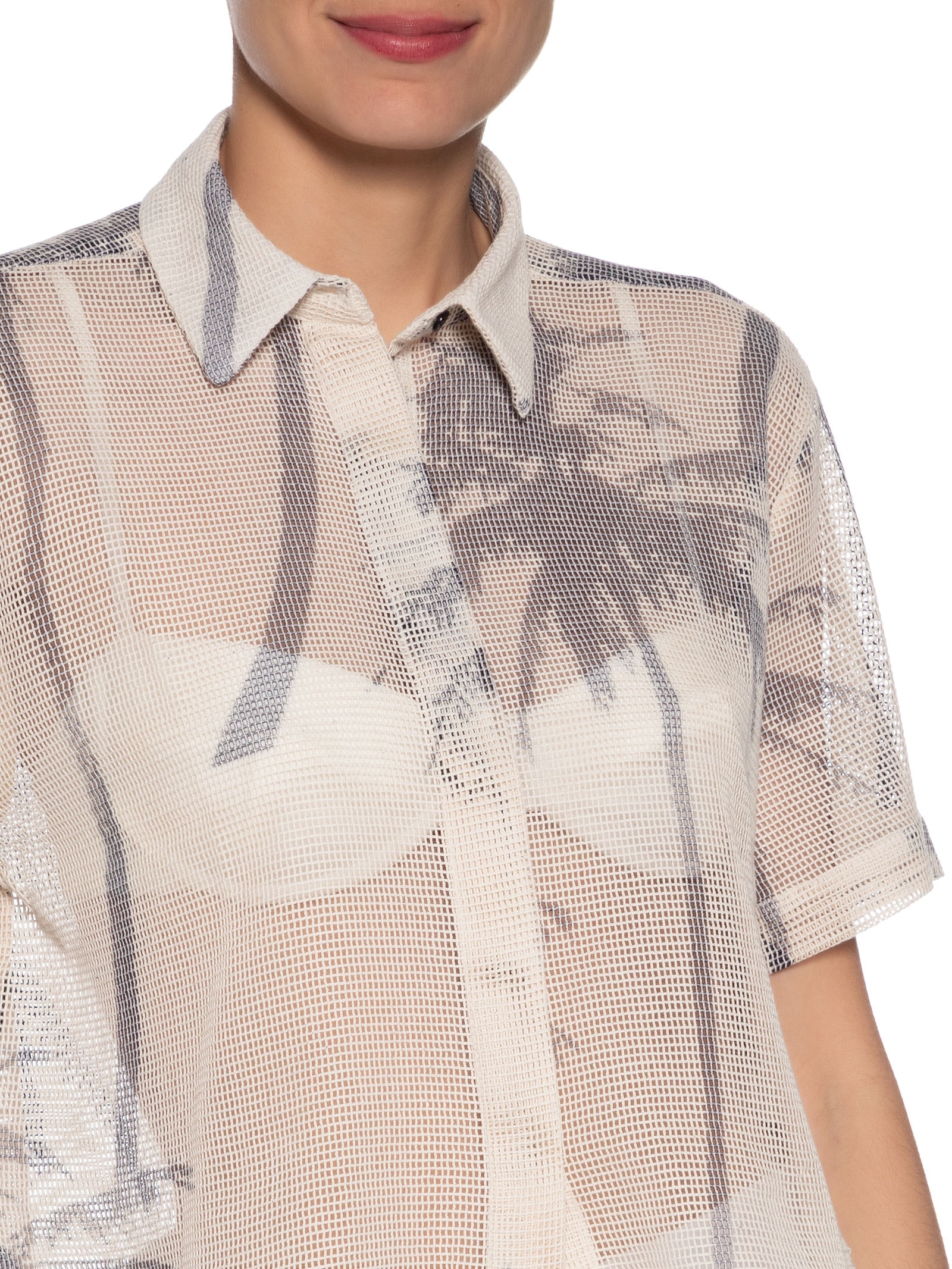 Camisa Feminina Manga Curta Tela Coqueiro Bege Osklen