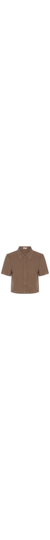 Camisa Feminina Manga Curta Texturizada - Marrom