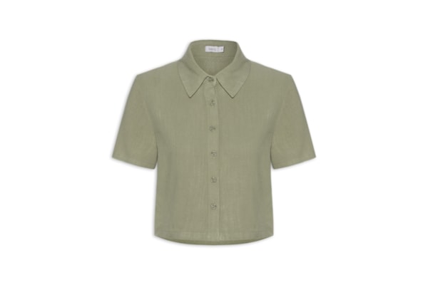 Camisa Feminina Manga Curta Texturizada - Verde