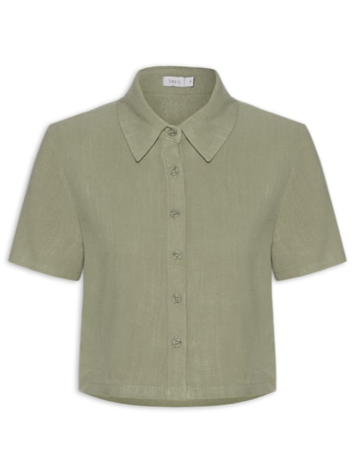 Camisa Feminina Manga Curta Texturizada – Verde