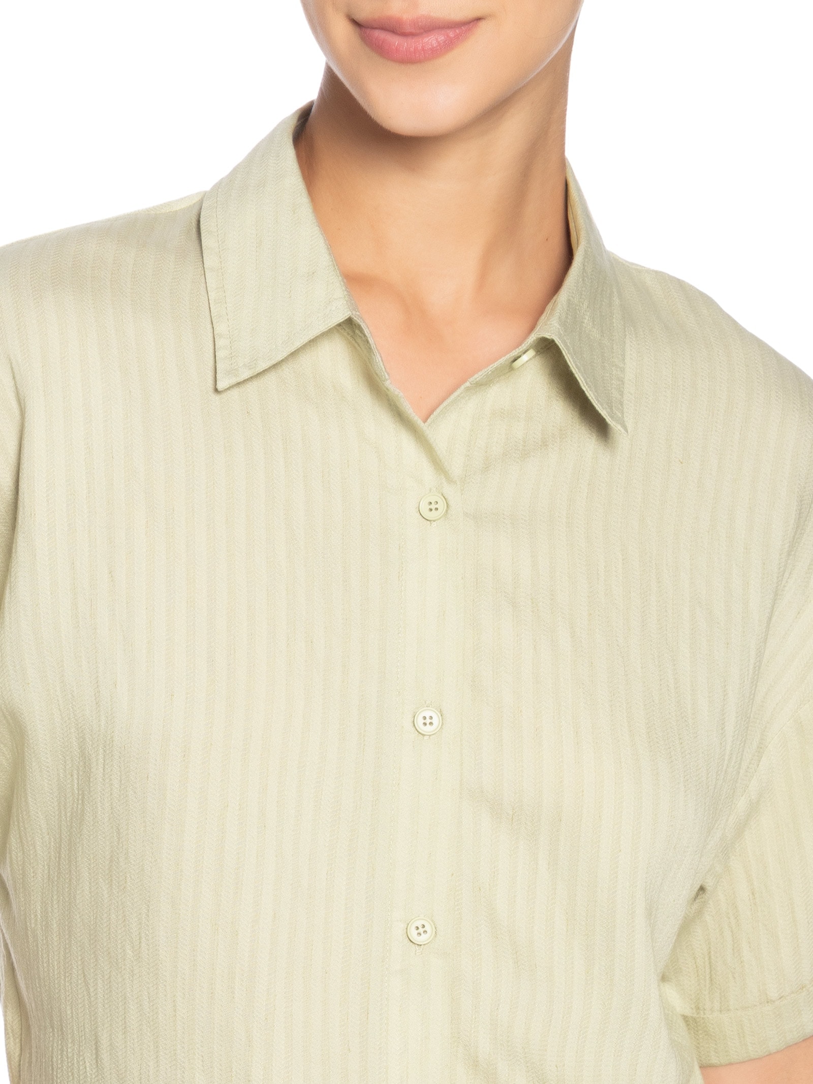 Camisa Feminina Manga Curta Verde Basiq