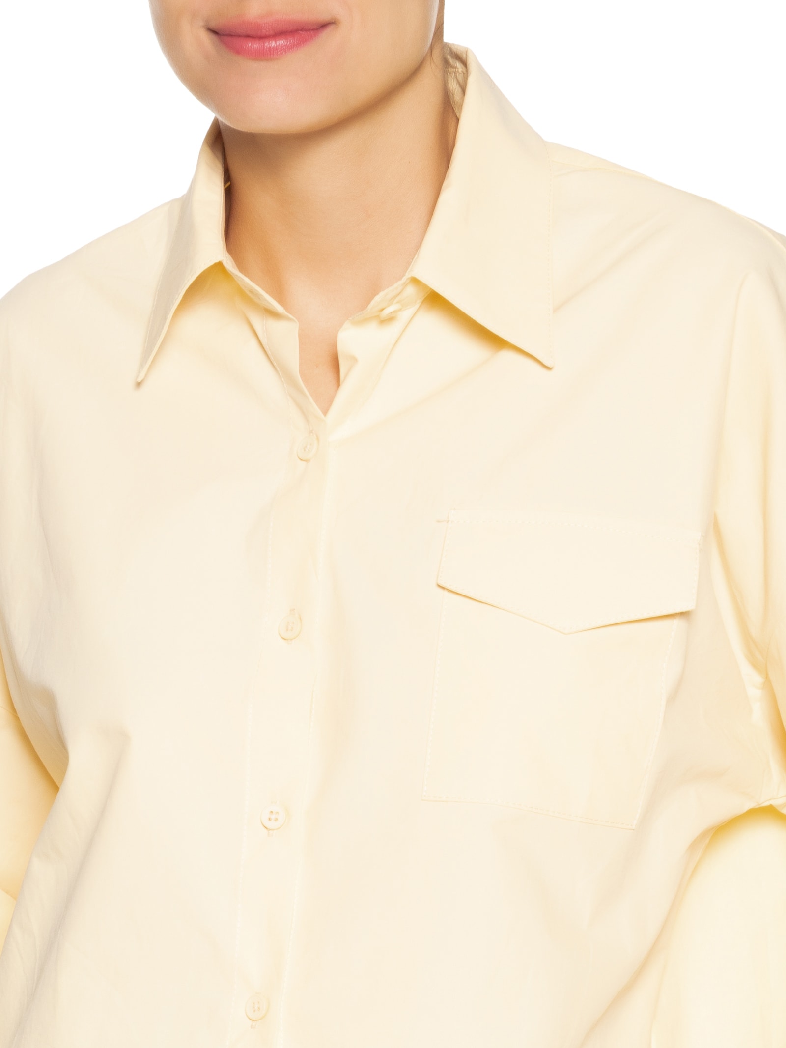 Camisa Feminina Manga Longa Amarelo Basiq