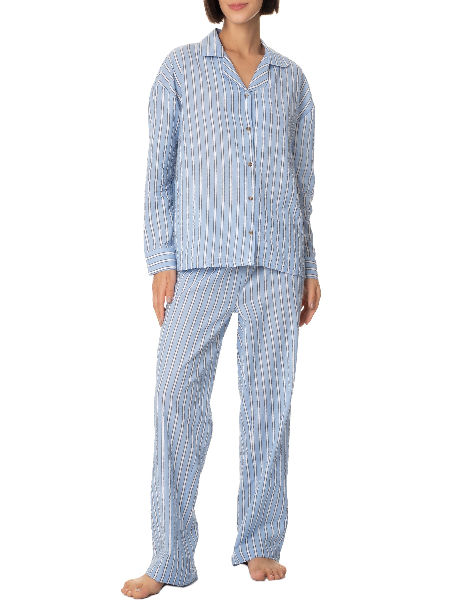 Camisa Feminina Manga Longa Azul Hering Intimates