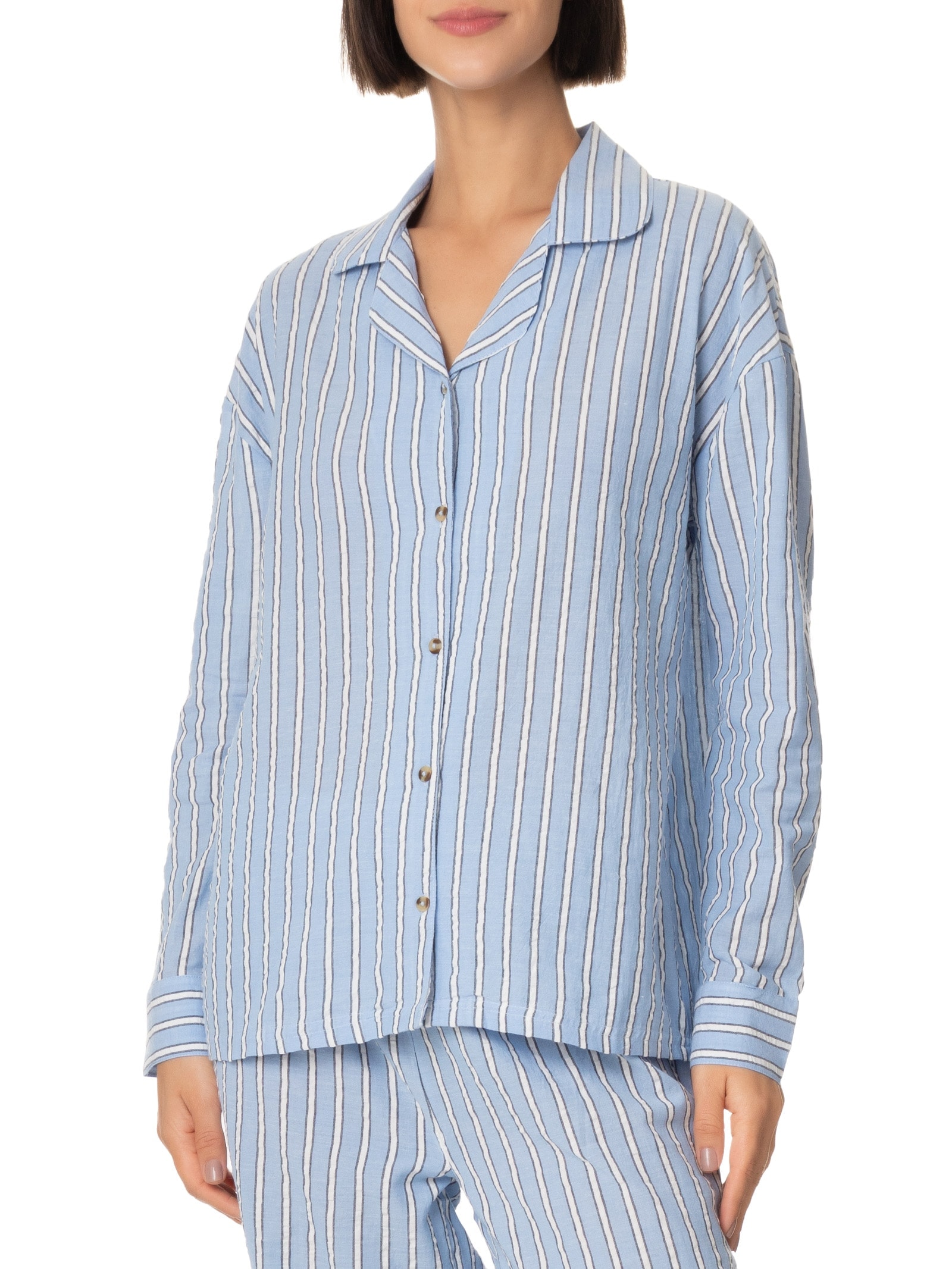 Camisa Feminina Manga Longa Azul Hering Intimates