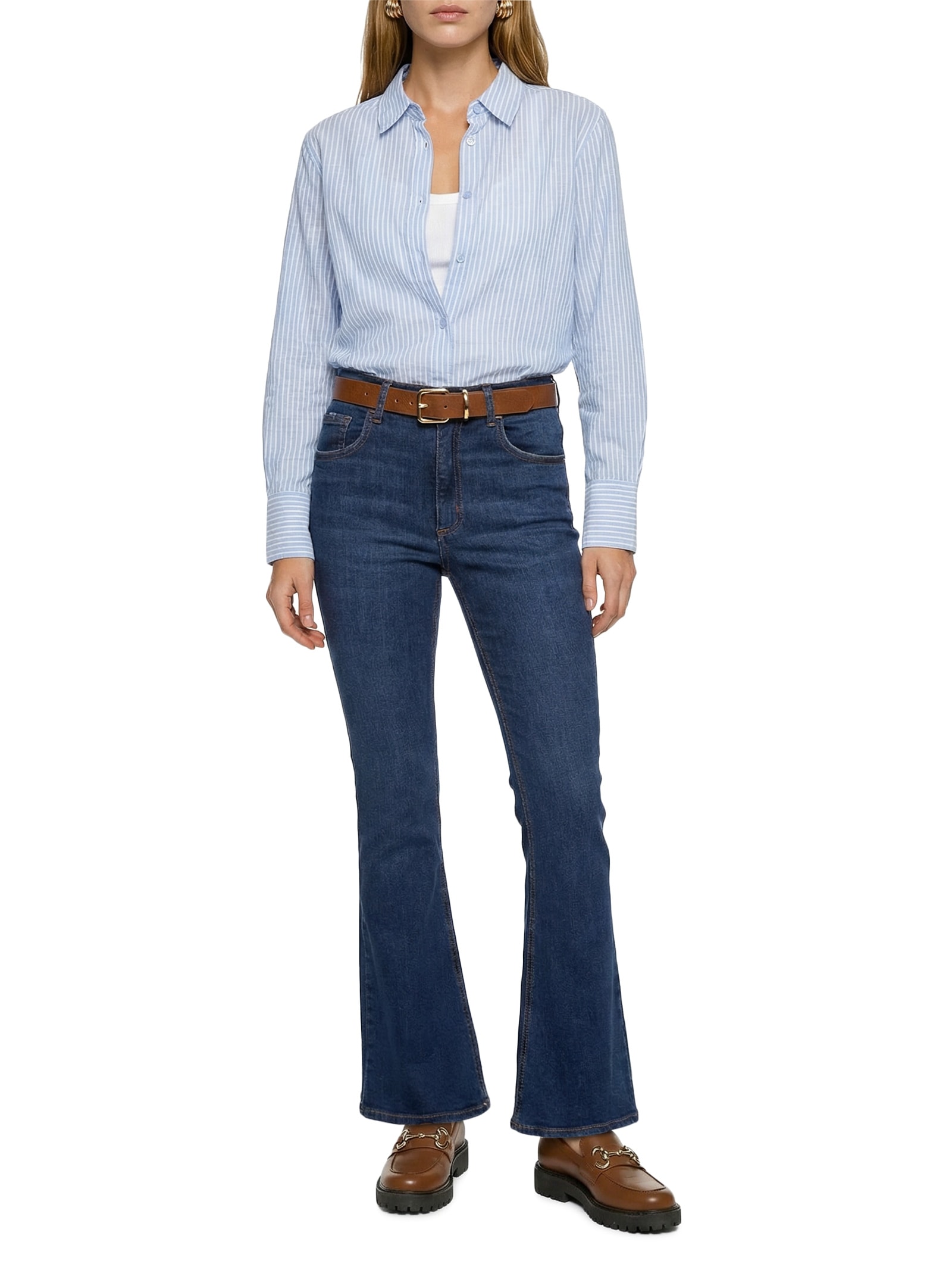 Camisa Feminina Manga Longa Azul Hering