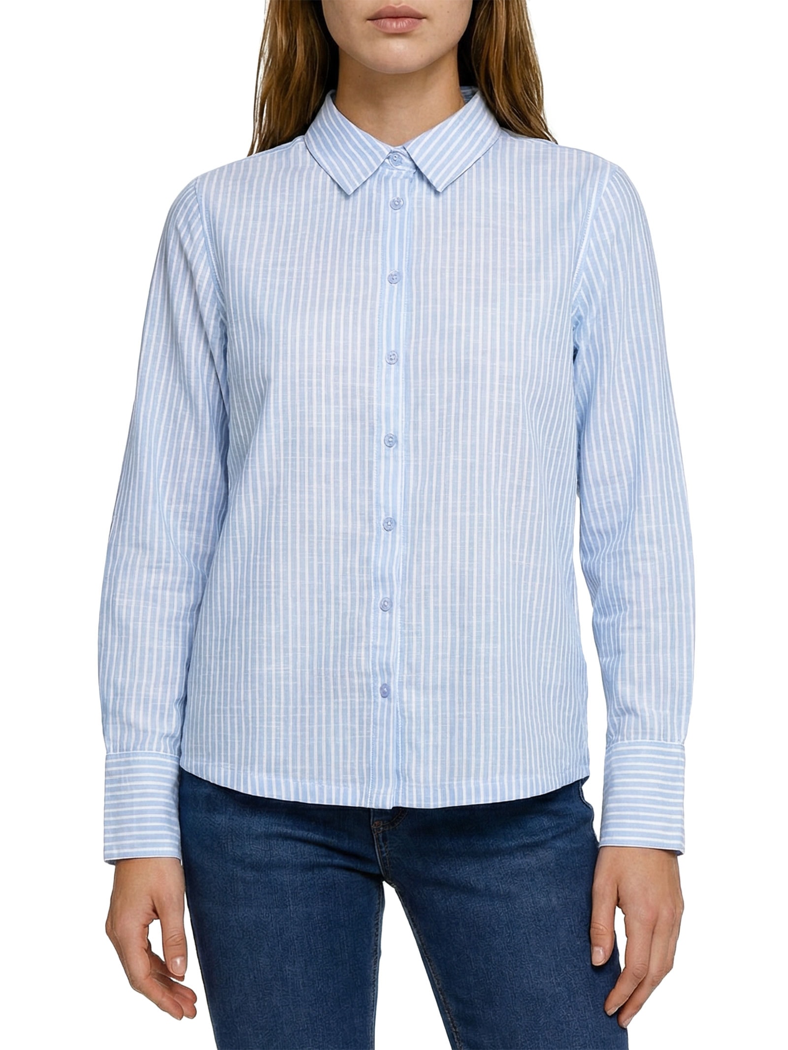 Camisa Feminina Manga Longa Azul Hering