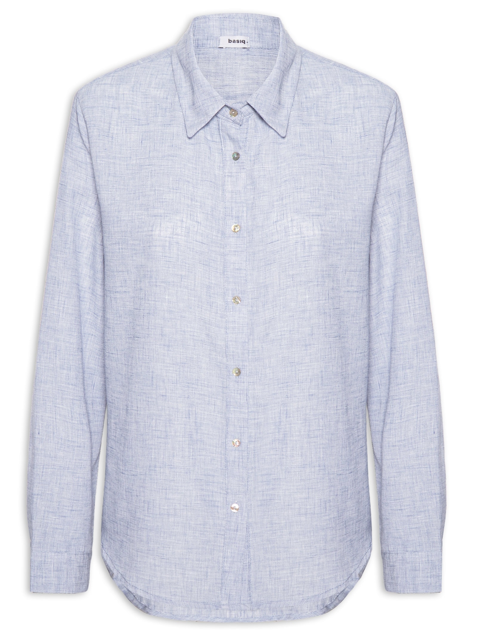Camisa Feminina Manga Longa Azul Basiq