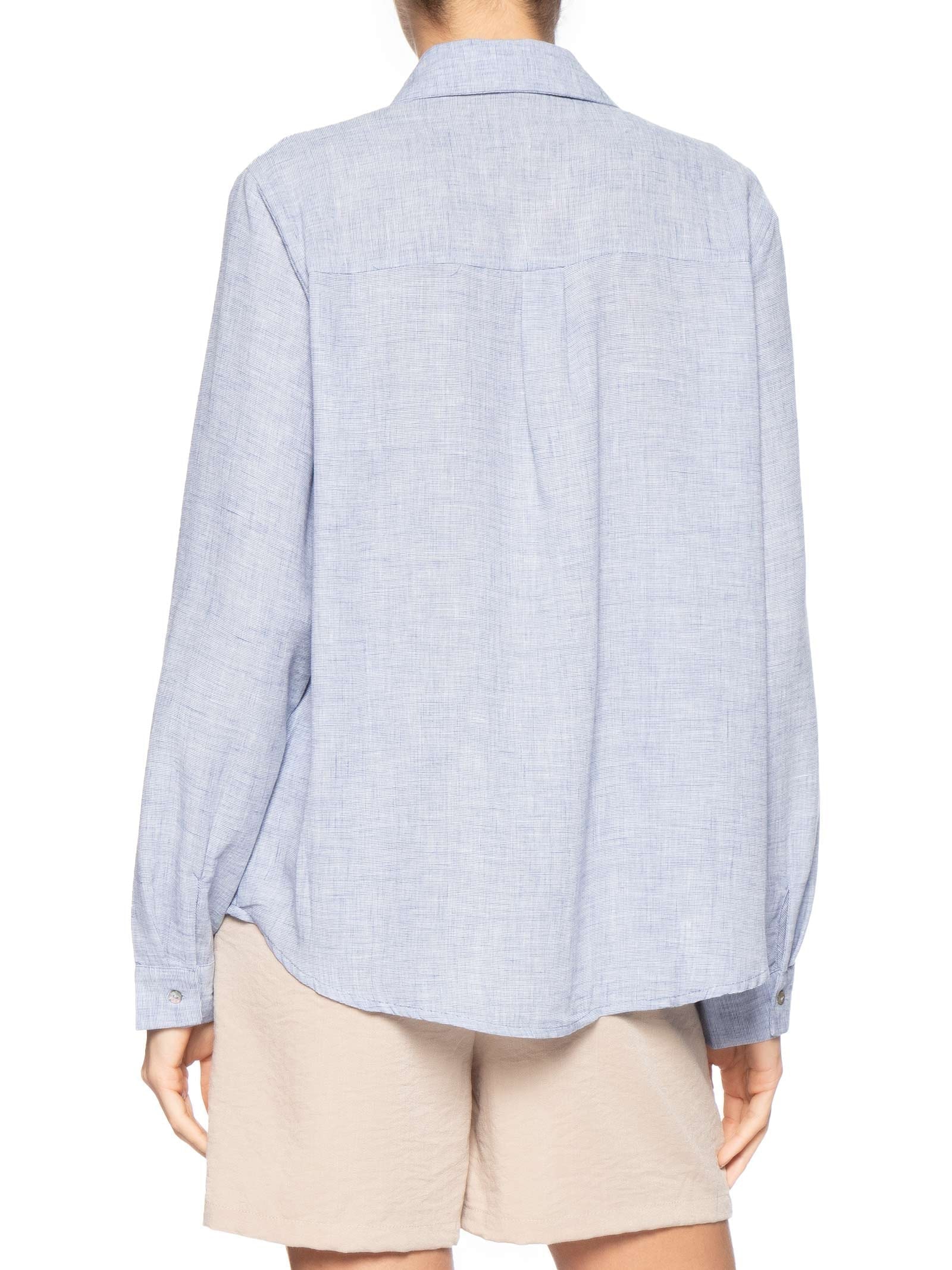 Camisa Feminina Manga Longa Azul Basiq