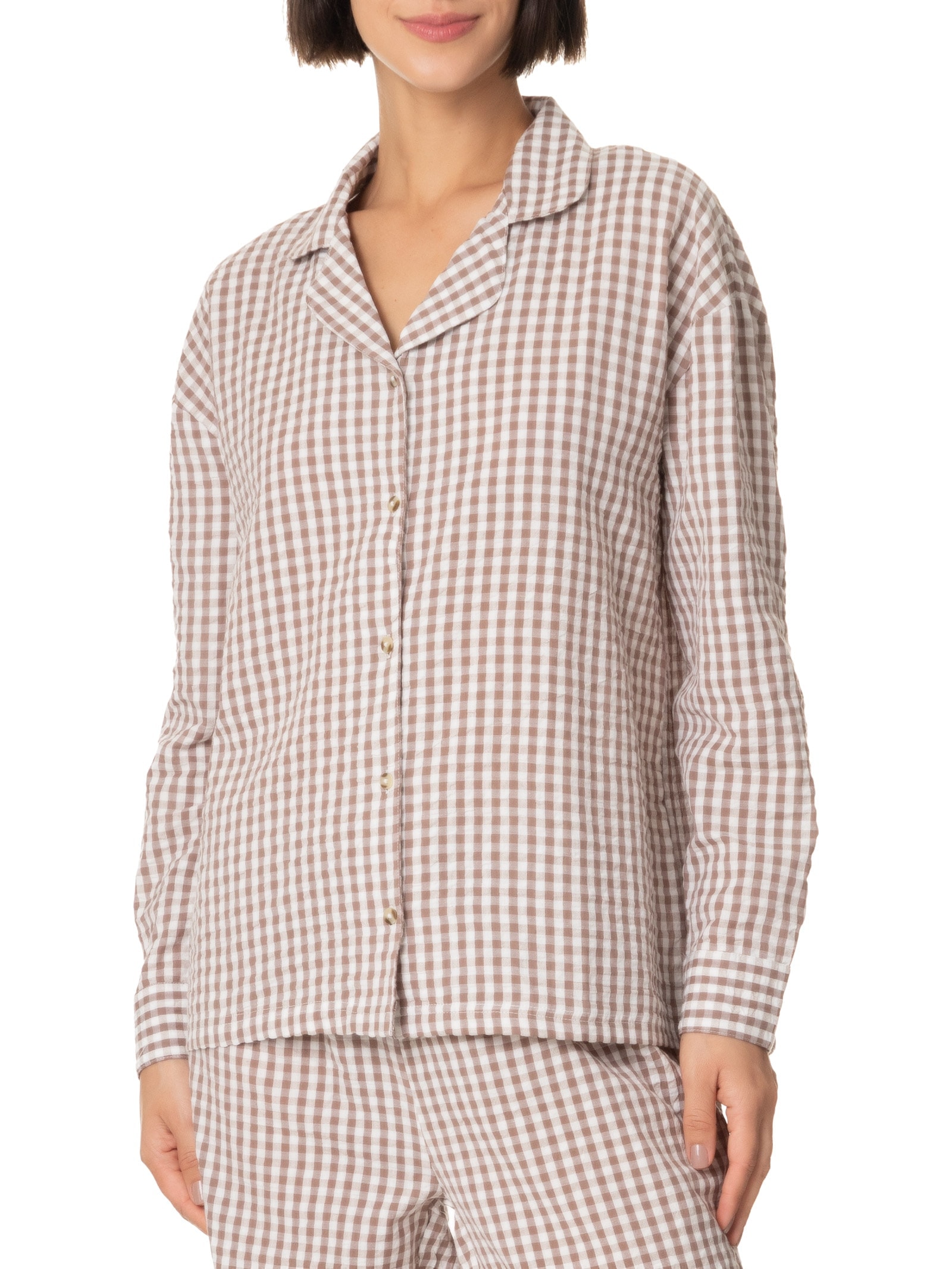 Camisa Feminina Manga Longa Bege Hering Intimates