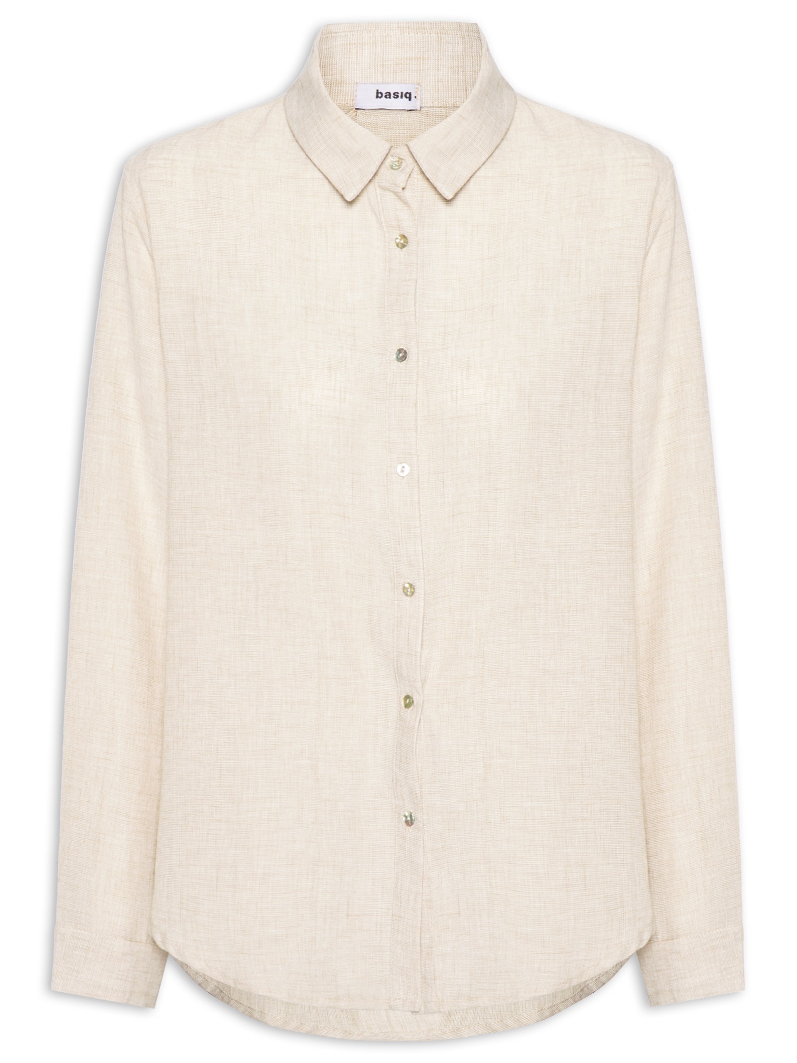 Camisa Feminina Manga Longa Bege Basiq