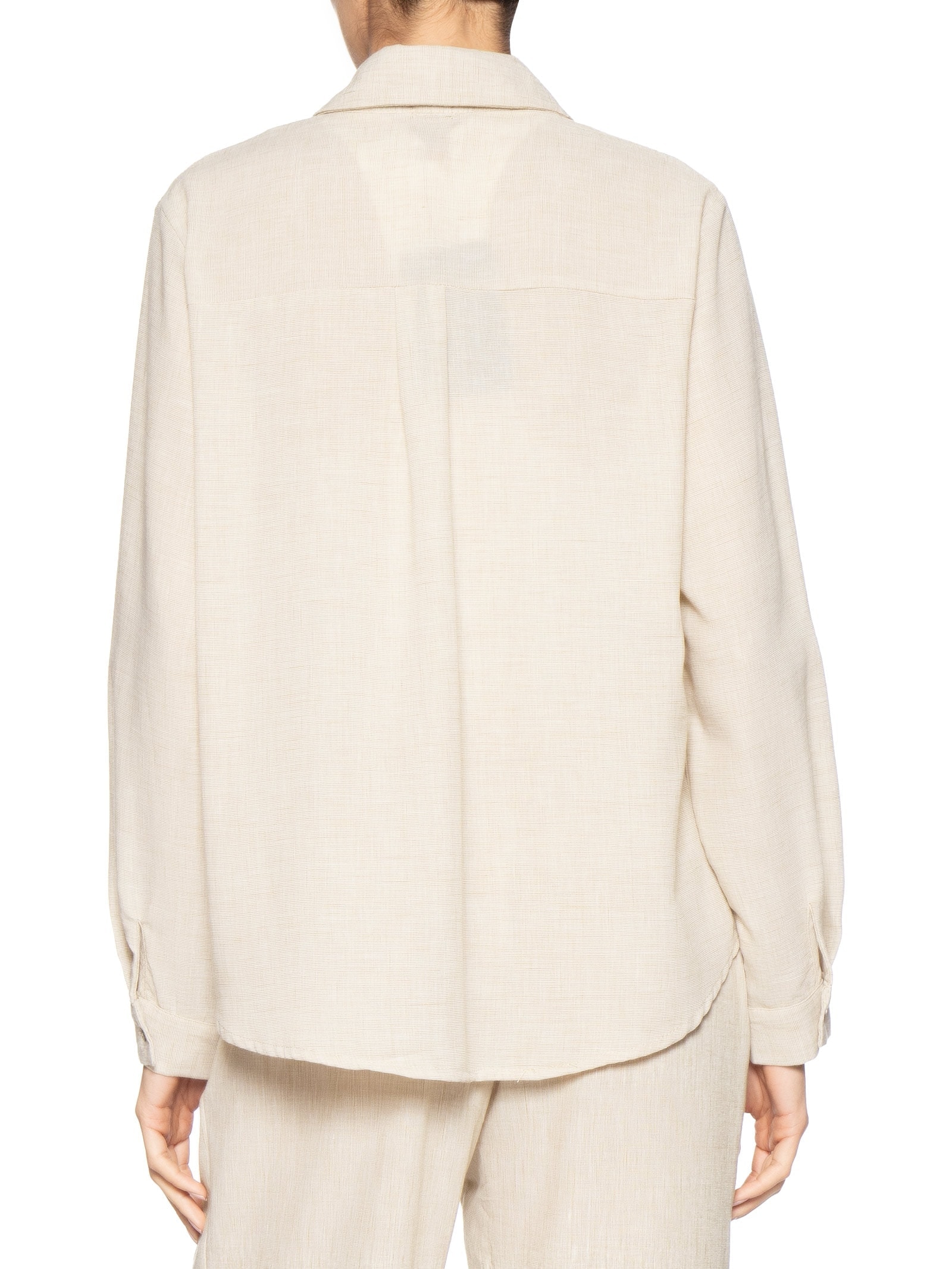 Camisa Feminina Manga Longa Bege Basiq