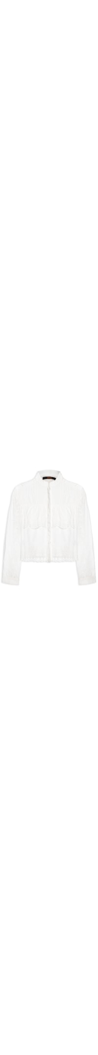 Camisa Feminina Manga Longa Bordado Camadas - Branco