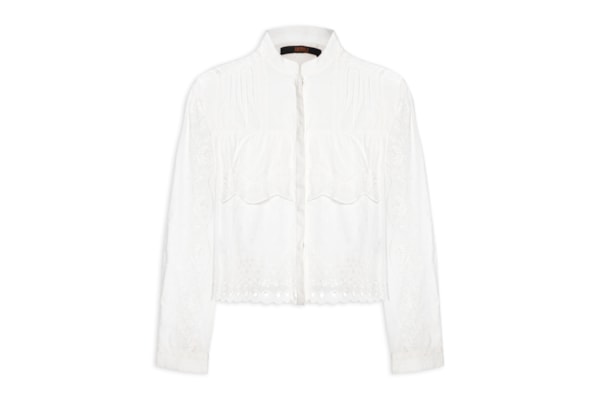 Camisa Feminina Manga Longa Bordado Camadas - Branco