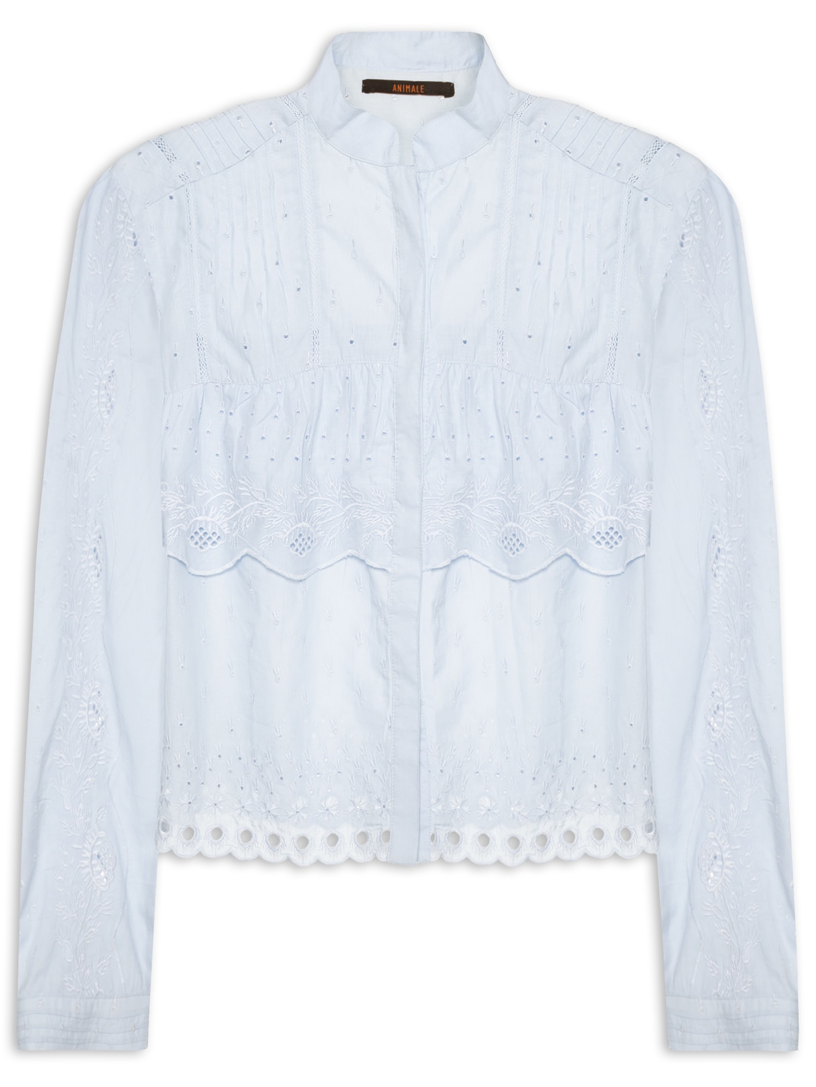 Camisa Feminina Manga Longa Bordado Camadas Color – Azul Animale
