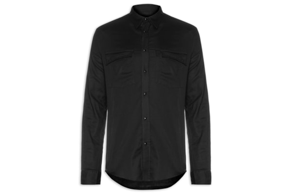Camisa Feminina Manga Longa Bordado Tacha - Preto