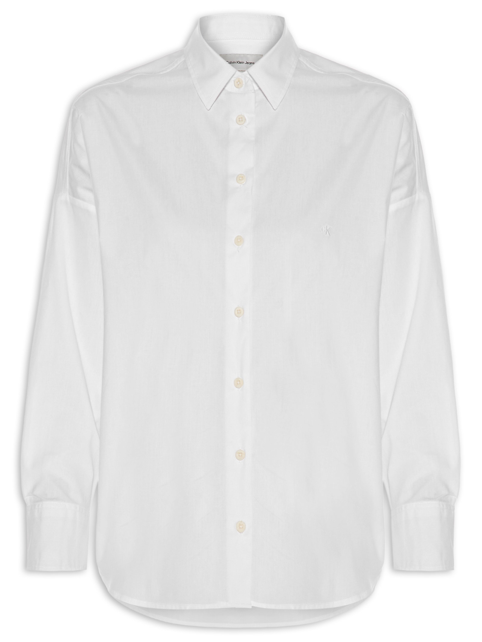 Camisa Feminina Manga Longa Com Bordado CK – Branco Calvin Klein Jeans