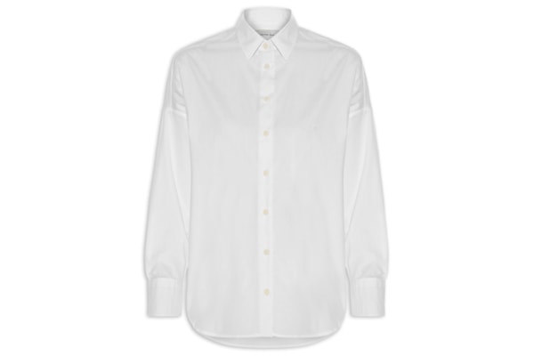 Camisa Feminina Manga Longa Com Bordado CK – Branco