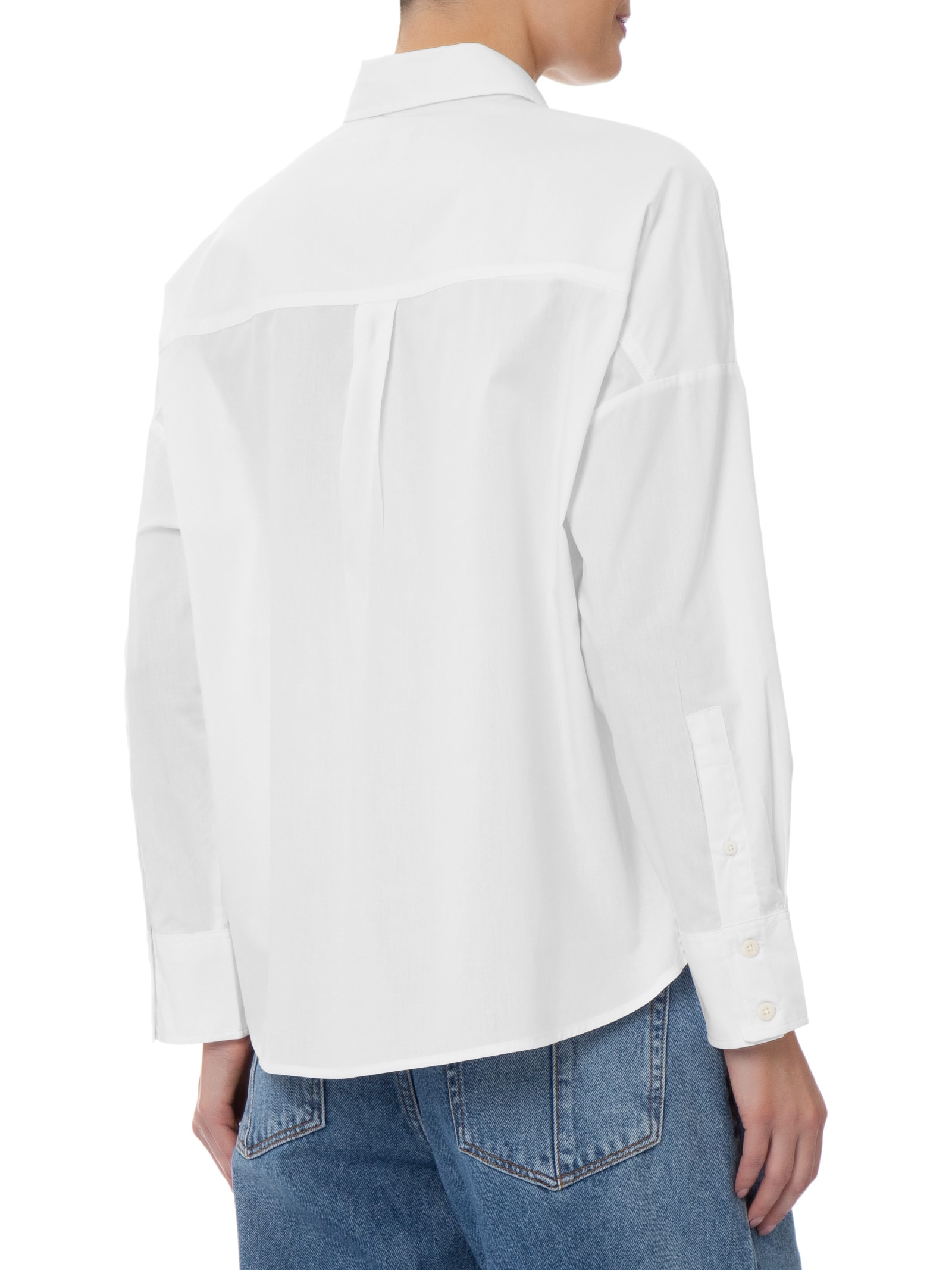 Camisa Feminina Manga Longa Com Bordado CK – Branco Calvin Klein Jeans