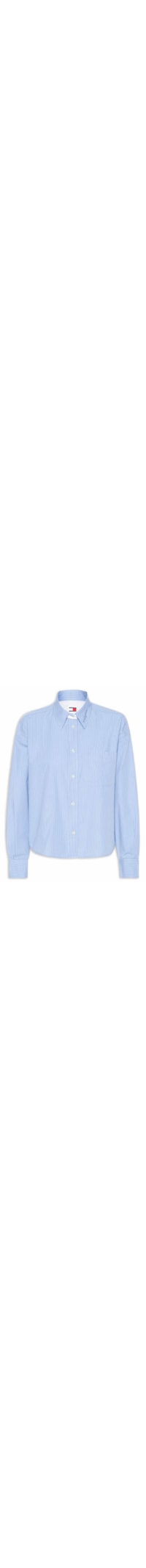 Camisa Feminina Manga Longa Crop Oxford - Azul