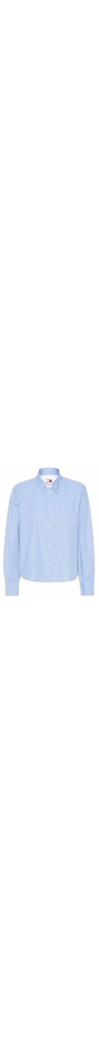 Camisa Feminina Manga Longa Crop Oxford - Azul