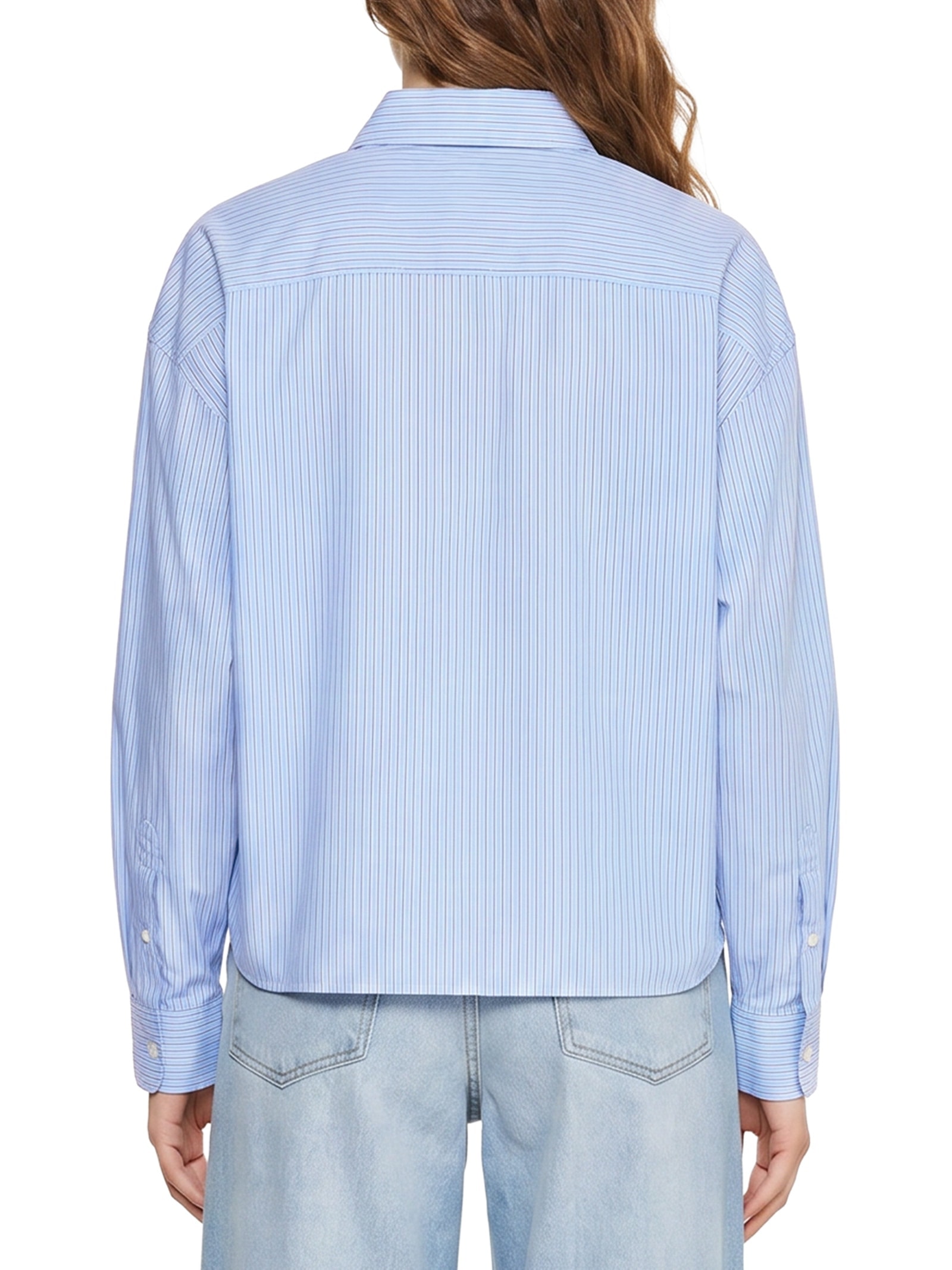 Camisa Feminina Manga Longa Crop Oxford Azul Tommy Jeans