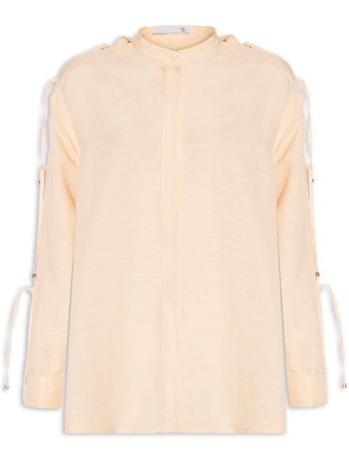 Camisa Feminina Manga Longa Em Linho – Laranja