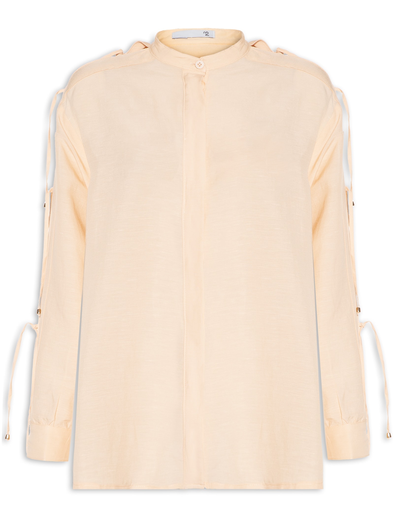 Camisa Feminina Manga Longa Em Linho Laranja '2Essential