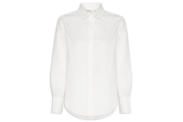 Camisa Feminina Manga Longa Em Tricoline - Branco