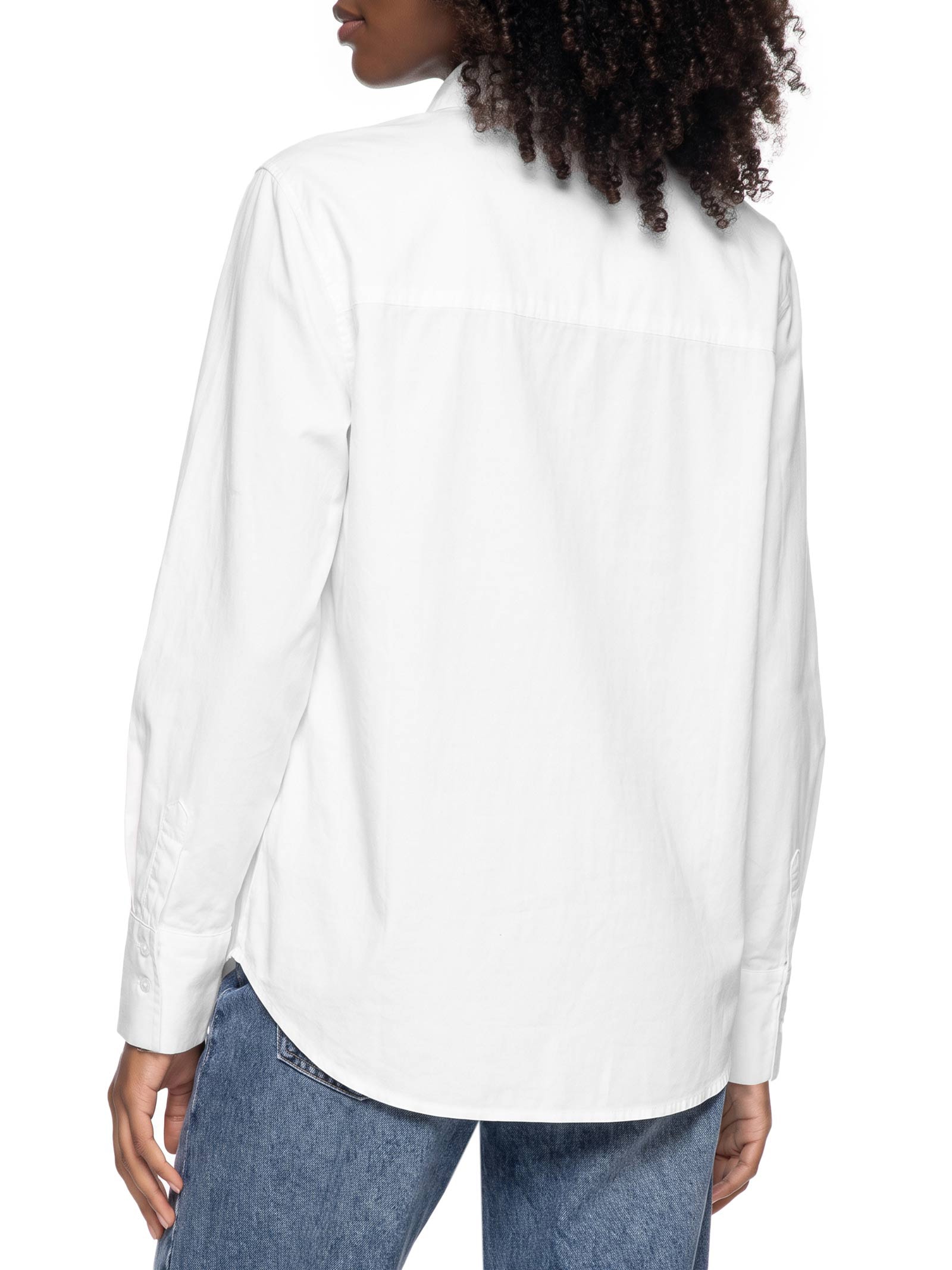 Camisa Feminina Manga Longa Em Tricoline Branco Hering