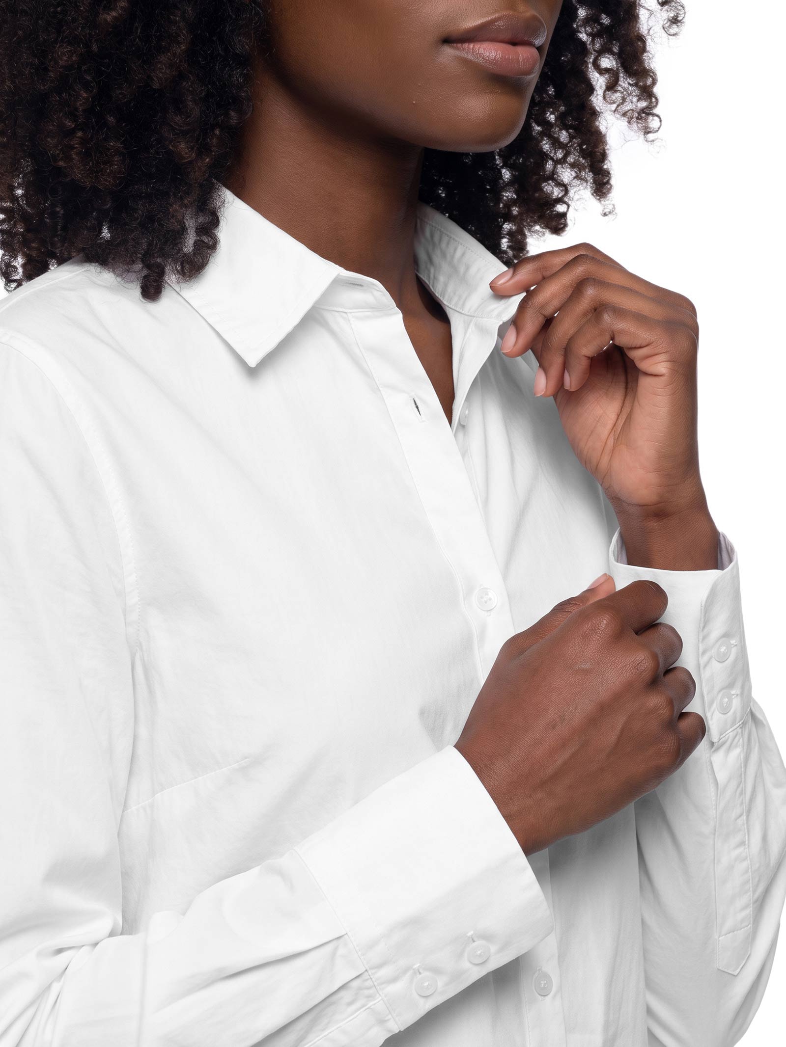 Camisa Feminina Manga Longa Em Tricoline Branco Hering