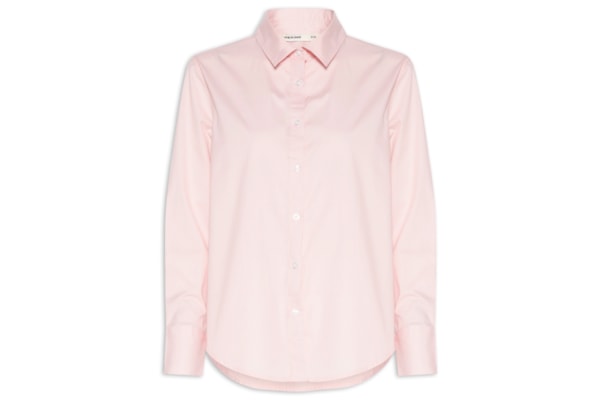 Camisa Feminina Manga Longa Em Tricoline - Rosa
