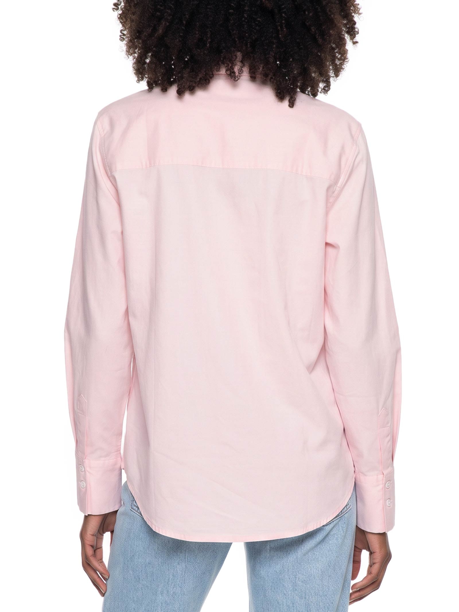 Camisa Feminina Manga Longa Em Tricoline Rosa Hering