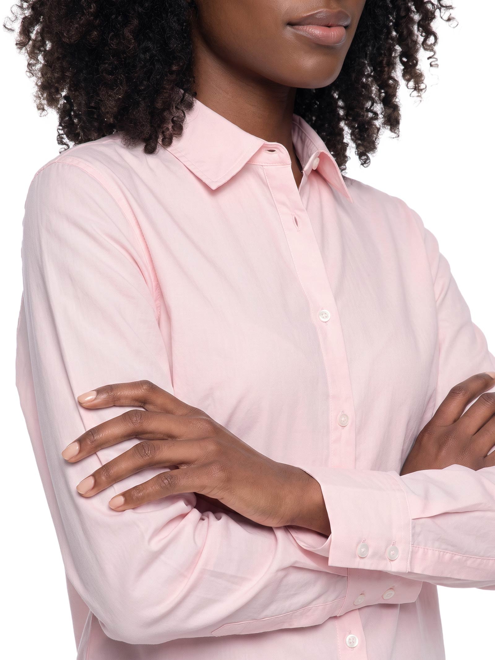 Camisa Feminina Manga Longa Em Tricoline Rosa Hering