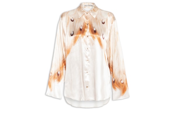 Camisa Feminina Manga Longa Estampada - Branco