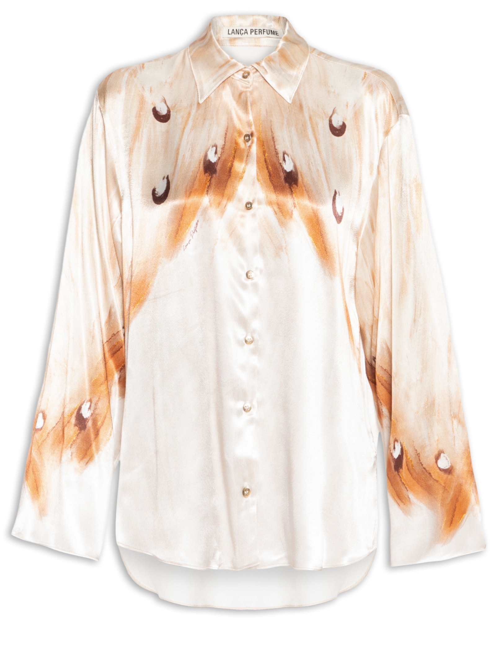 Camisa Feminina Manga Longa Estampada Branco Lança Perfume