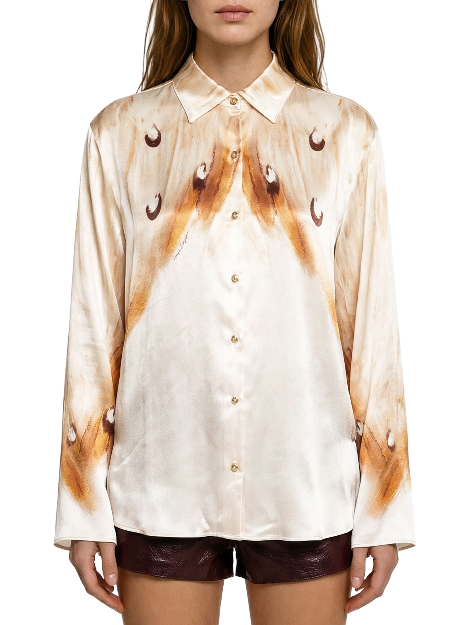 Camisa Feminina Manga Longa Estampada Branco Lança Perfume