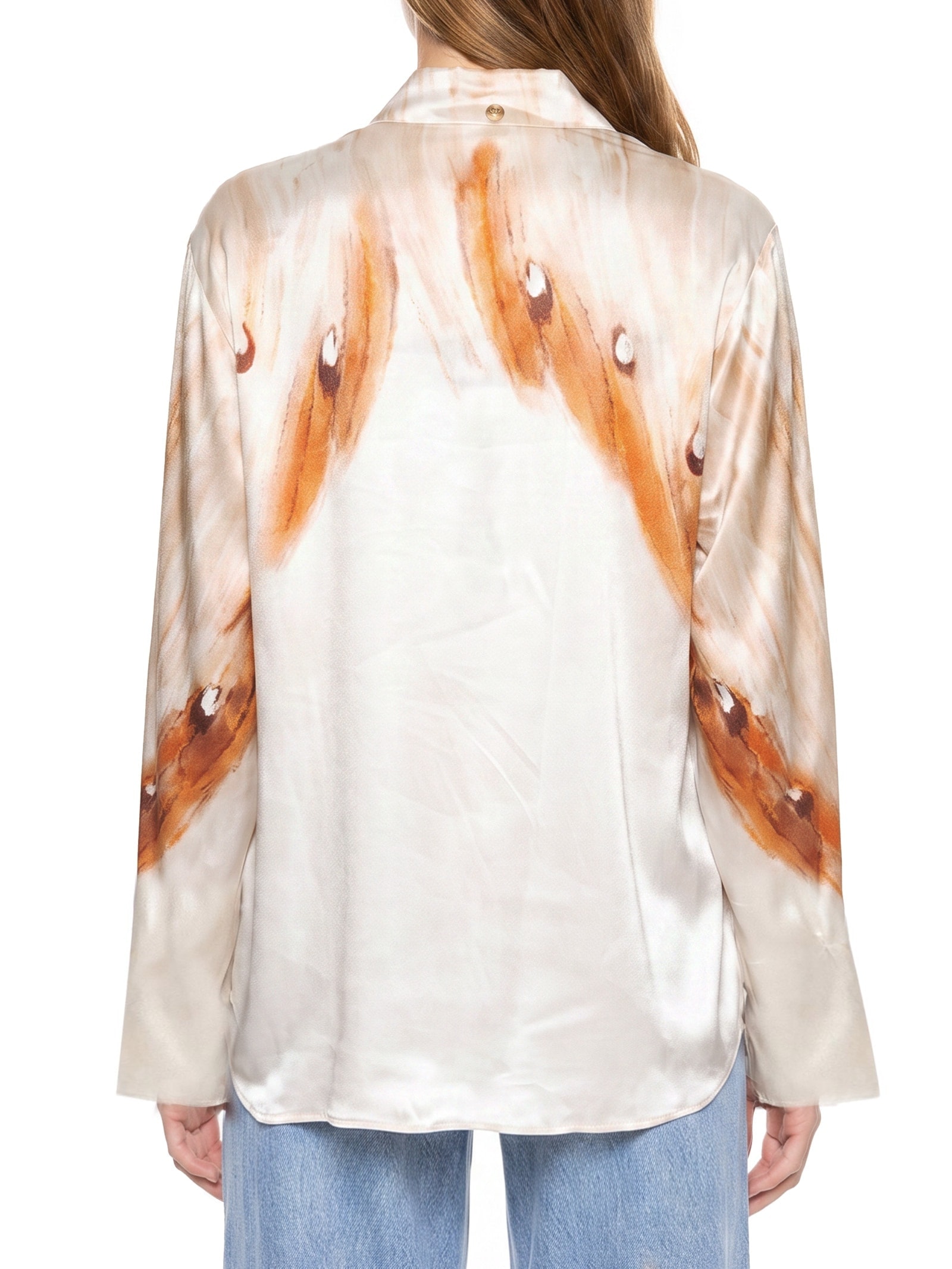 Camisa Feminina Manga Longa Estampada Branco Lança Perfume