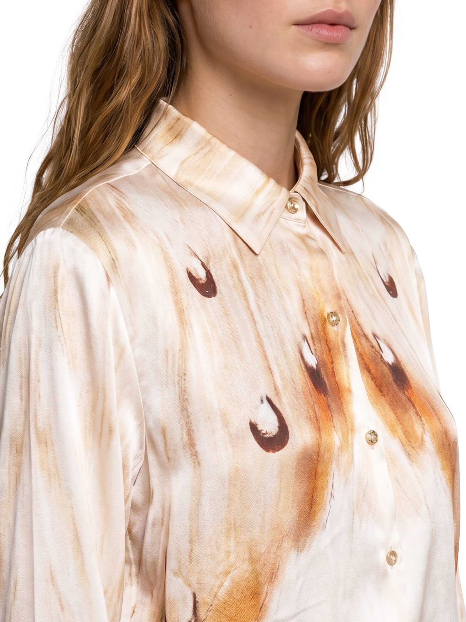 Camisa Feminina Manga Longa Estampada Branco Lança Perfume