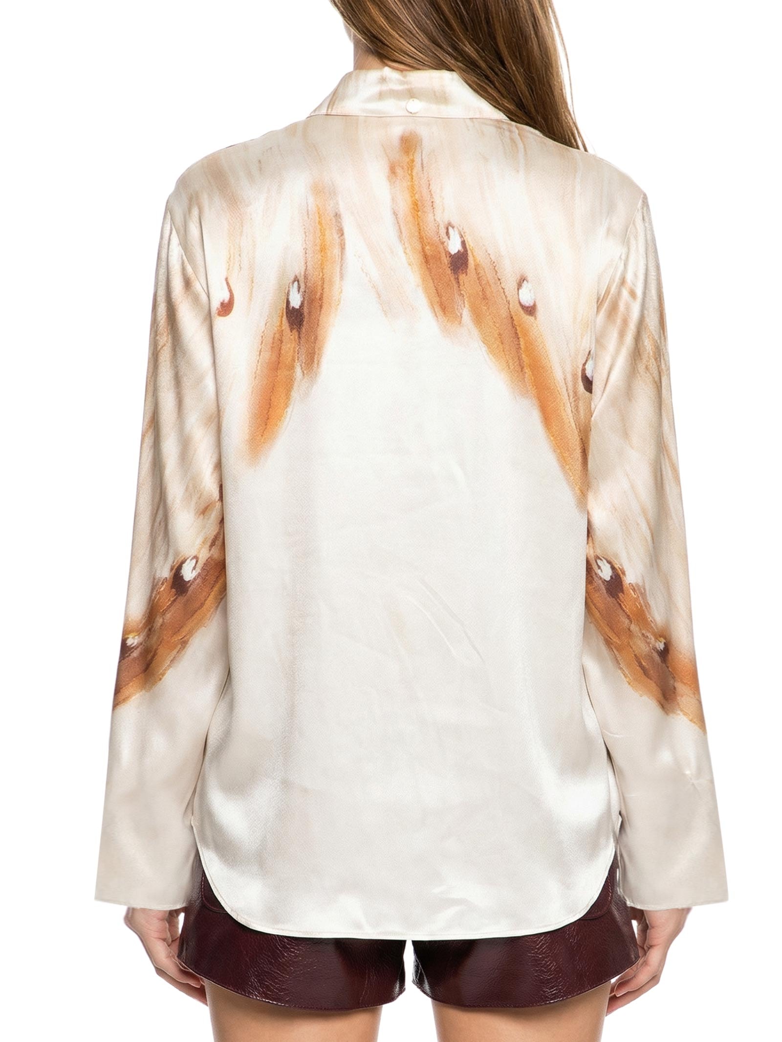 Camisa Feminina Manga Longa Estampada Branco Lança Perfume