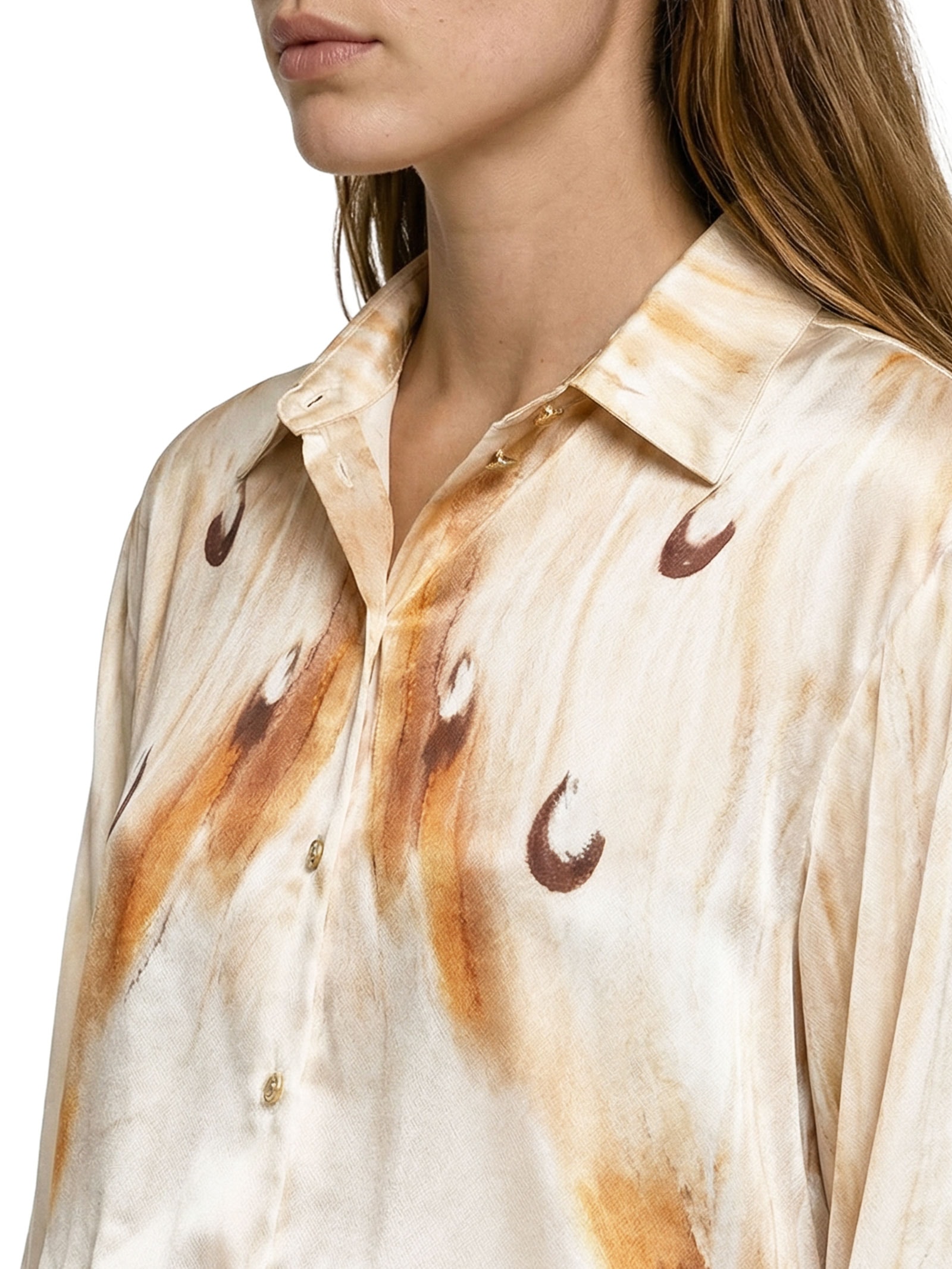 Camisa Feminina Manga Longa Estampada Branco Lança Perfume