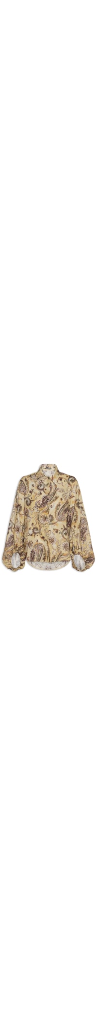 Camisa Feminina Manga Longa Estampada – Amarelo