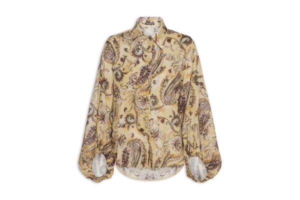 Camisa Feminina Manga Longa Estampada – Amarelo