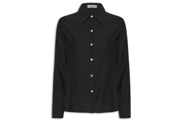 Camisa Feminina Manga Longa Justa Ao Corpo - Preto