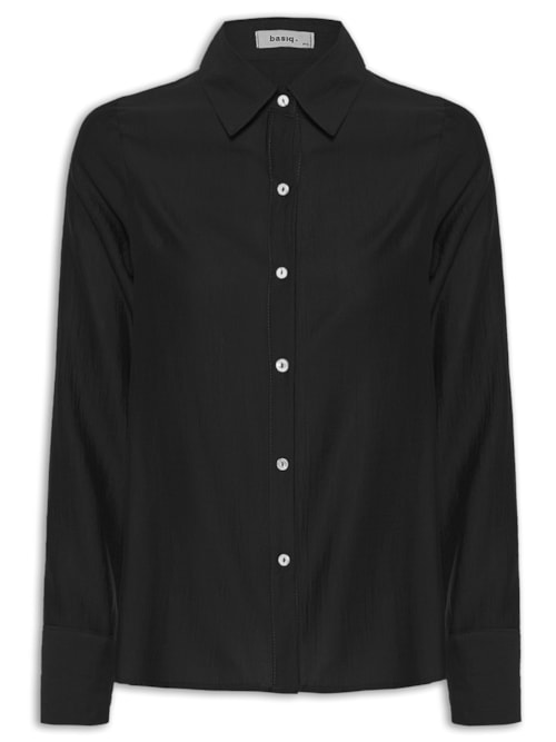 Camisa Feminina Manga Longa Justa Ao Corpo – Preto
