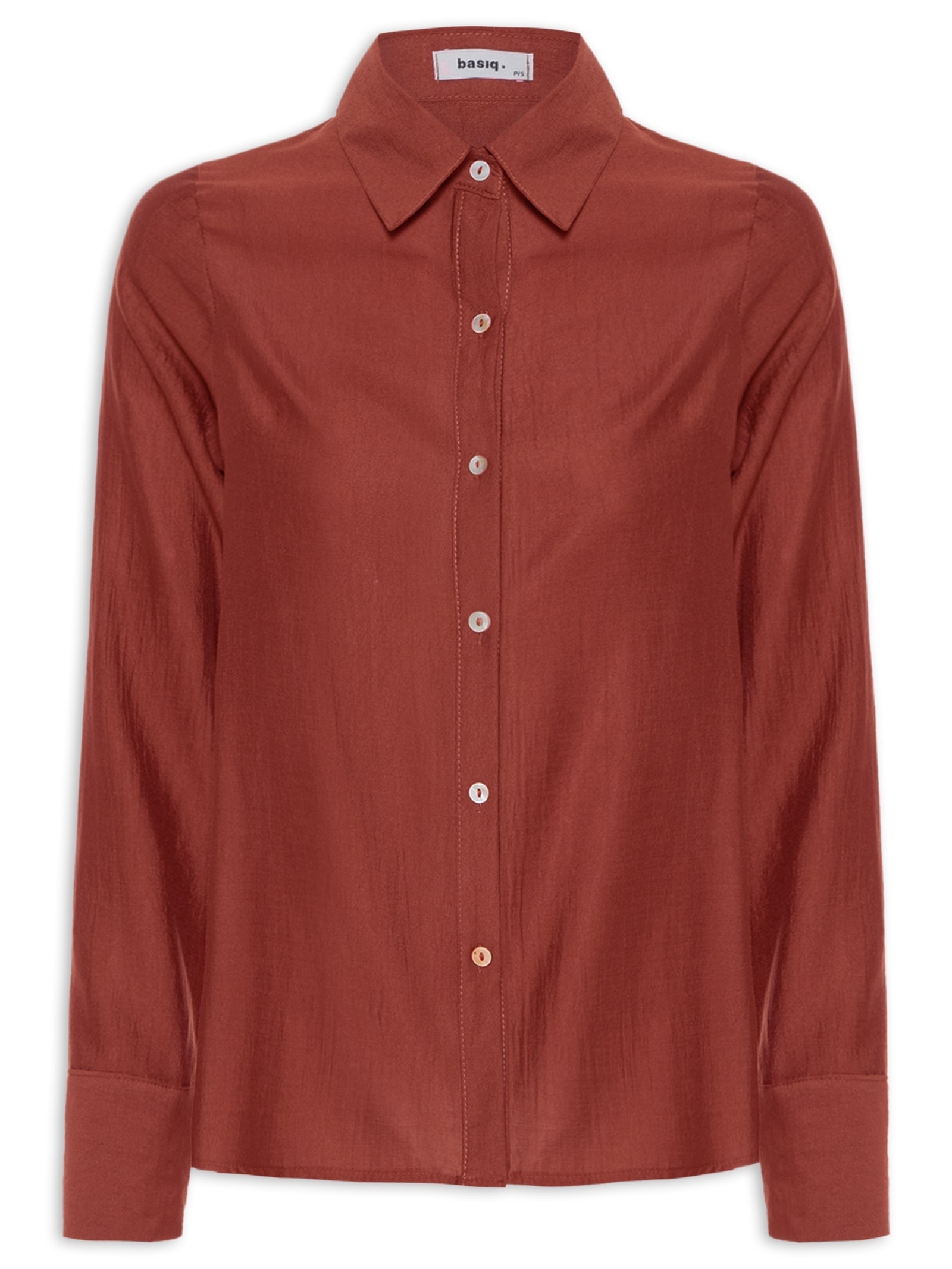 Camisa Feminina Manga Longa Justa Ao Corpo Vinho Basiq