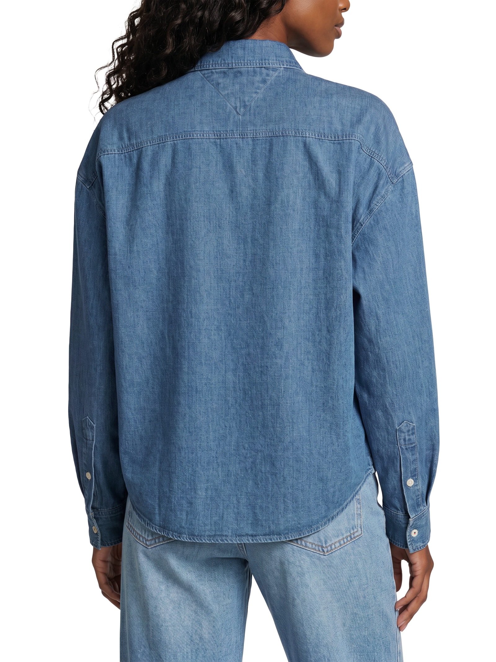 Camisa Feminina Manga Longa Light Denim Boxy Azul Tommy Hilfiger