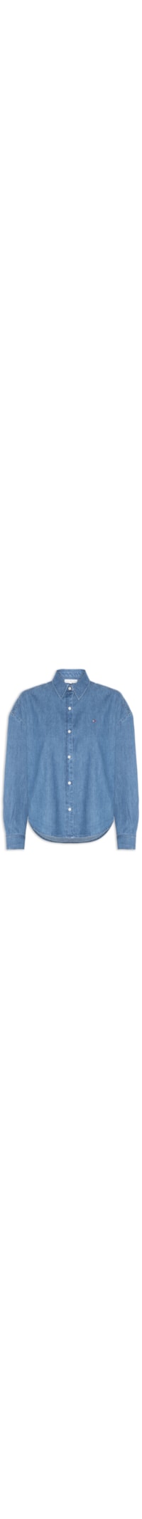 Camisa Feminina Manga Longa Light Denim Boxy - Azul