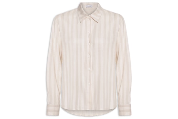 Camisa Feminina Manga Longa Listrada - Bege