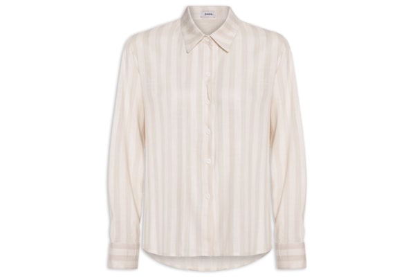 Camisa Feminina Manga Longa Listrada - Bege