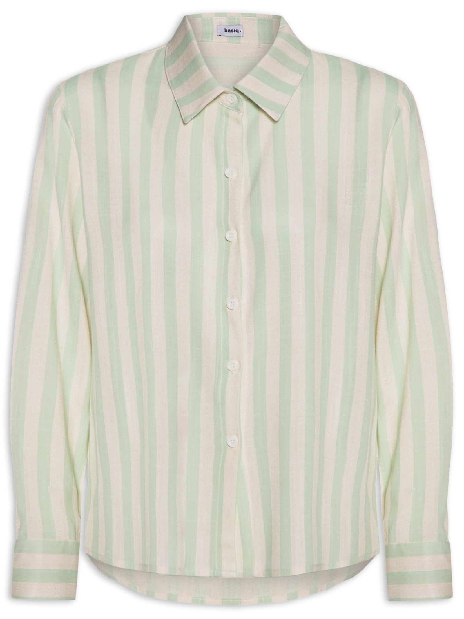 Camisa Feminina Manga Longa Listrada Verde Basiq